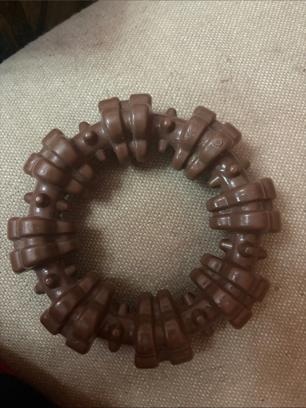 Textured Brown Ring Chew Toy